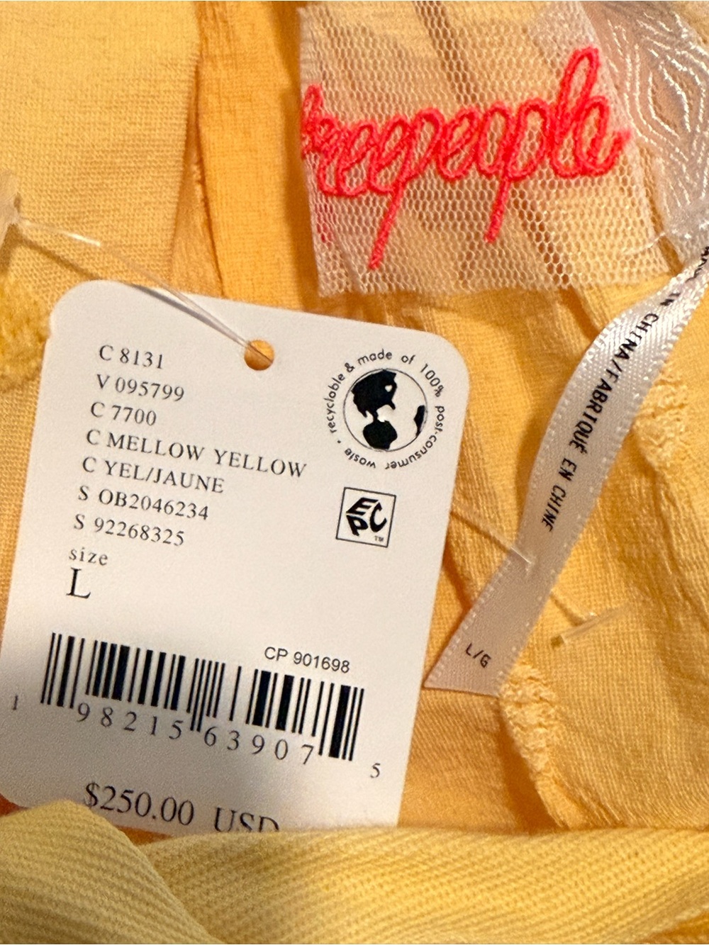 Free People NWT Primmy Textured Triangle Midi Dress Butter Yellow Boho XL - Picture 13 of 16